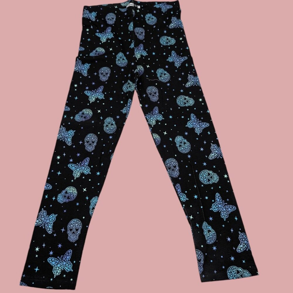 Pepco Full length Soft Cotton leggings Skinny Fit stretchy Black Skeleton NWOT